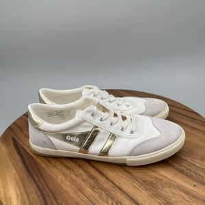 Gola Badminton Shoes Womens Size 10 White Leather Trainers Fashion Casual Court